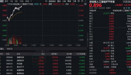 ETF盘中资讯|AI应用全线飙涨！首都在线冲击20CM涨停，创业板人工智能ETF华宝（159363）大涨3.11%领跑同类