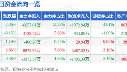 股票行情快报：科大智能（300222）3月12日主力资金净卖出6657.61万元