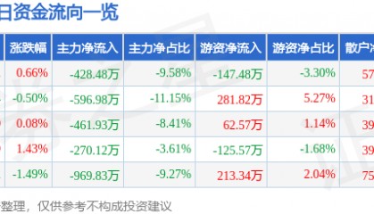 股票行情快报：新华百货（600785）7月10日主力资金净卖出428.48万元