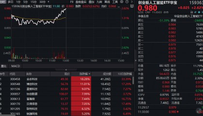 ETF午资讯|冲击四连阳！创业板人工智能ETF华宝（159363）放量大涨2.62%，全志科技冲击涨停，博创科技创新高